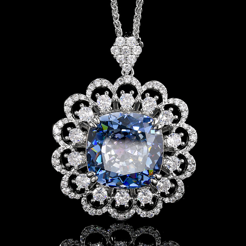 White Blue plated pendant with Chopin chain