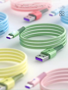 趋势电缆Usb可重复使用3A快速充电柔性液体硅橡胶微型Usb c型电话充电器线，带发光二极管灯 - Product Image 4