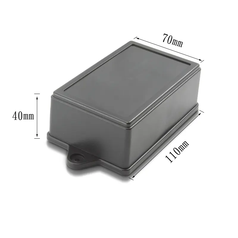 Kotak kontrol hitam tempel dinding injeksi ABS kecil kotak penutup IP54 untuk proyek elektronik