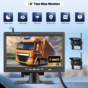 תצוגה כפולה 7 אינץ 'גיבוי אלחוטי עם מצלמה ip68 מצלמות אחוריות חסינות למים עבור קרוון אוטובוס משאית <span class=keywords><strong>rv</strong></span>
