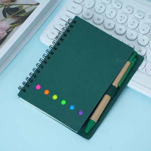特注A5スパイラルバウンドノートペン付きクラフト紙粘着Notes-A6サイズノート取りと整理 - Product Image 5