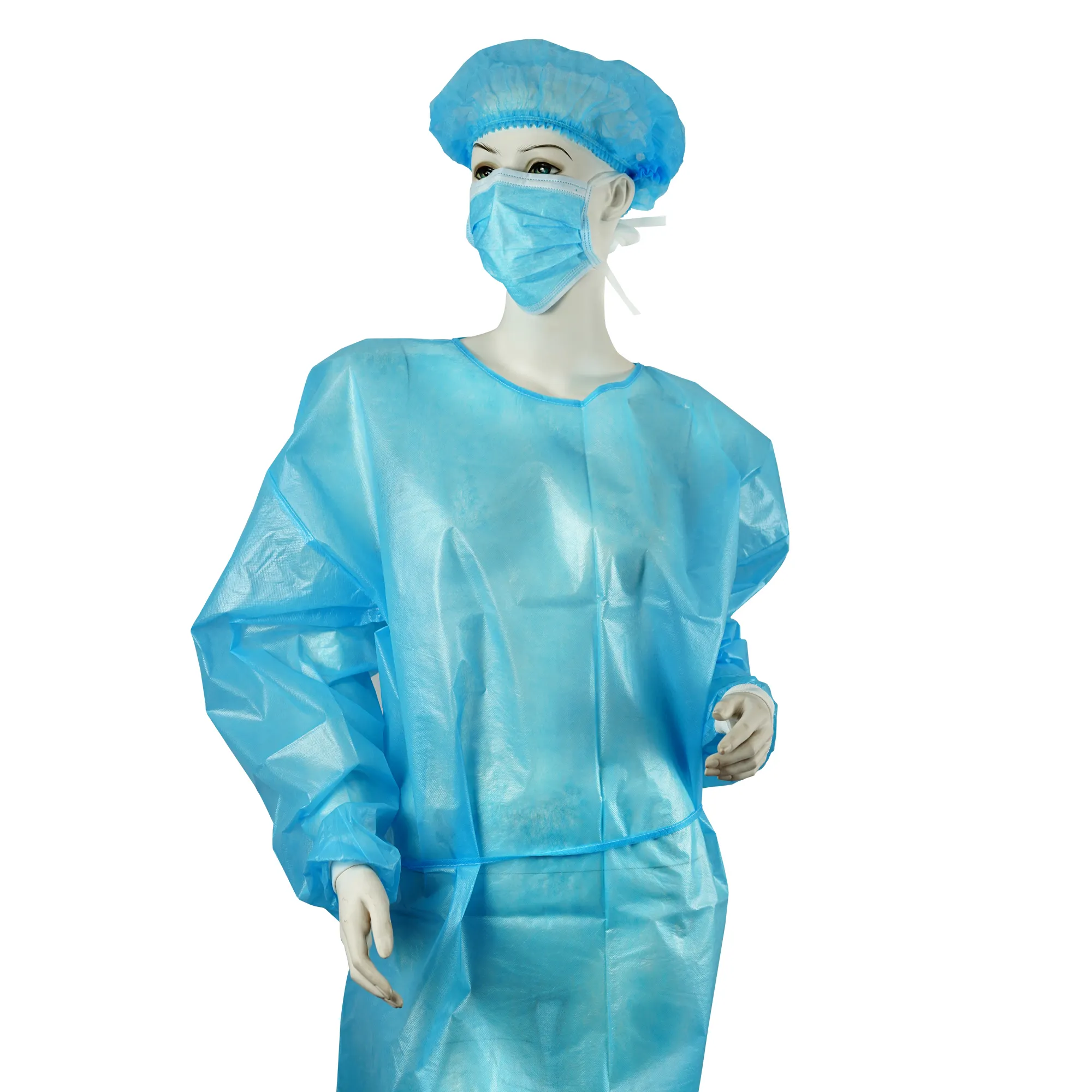 A maniche lunghe non tessuto PP + PE camice chirurgico abiti di isolamento impermeabile con il prezzo all'ingrosso con l'alta qualità all'ingrosso
