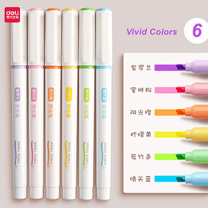 德利彩色标记软尖荧光笔套装6色荧光笔 - Product Image 3