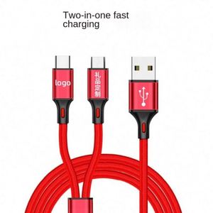 Wholesale <strong>2</strong> in 1 Nylon Charging Cable Data Micro <strong>Usb</strong> Type-c Fast Charge Two-in-<strong>one</strong> Nylon Braided Data Cable - Product Image 2