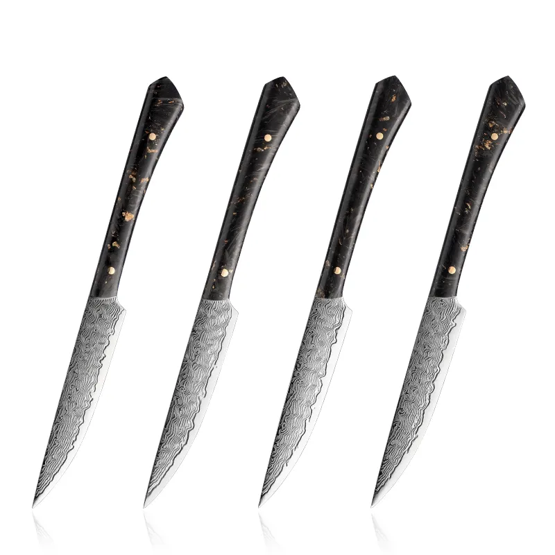 4 Pcs Steak Knife Set 10Cr15CoMov Damascus Steel Restaurant Dinner Table Kitchen Beef Cutting Knife Steak Knife