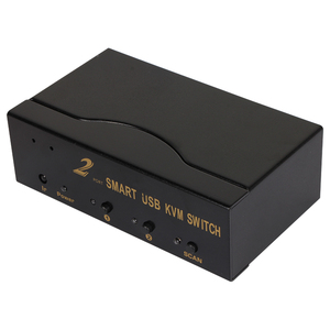 VCOM监视器KVM交换机2端口VGA 1080P 60Hz高清，带按钮红外遥控器，适用于电脑视频键盘鼠标打印机