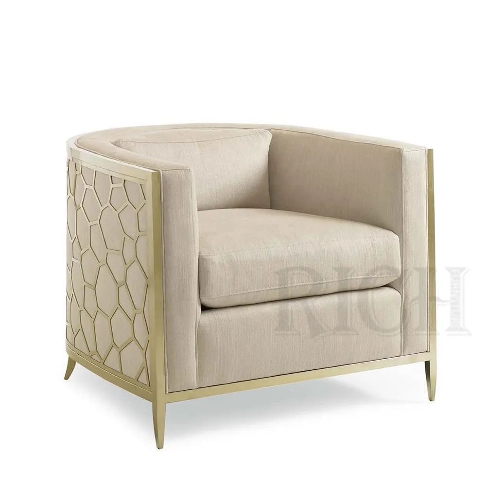 mid century modern settee elegant couch Italian couch sofa living room luxury couches gold steel metal frame single sofa