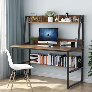 Mesa de oficina de computadora de escritorio de madera maciza de alta calidad para estudiantes con librería - Product Image 3