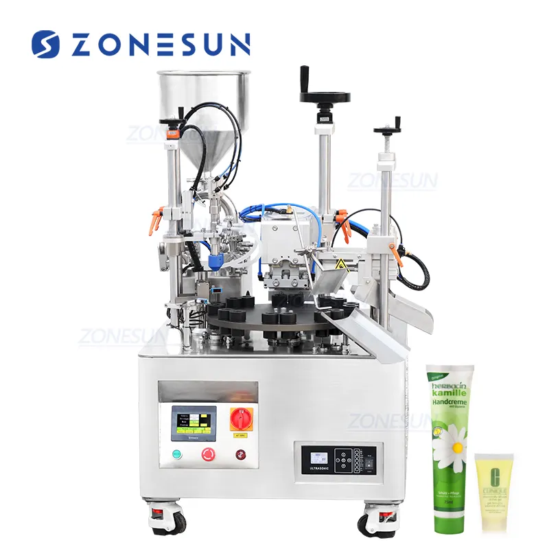Zonesun ZS-AFS05 משאבת קרמיקה tabltop אוטומטי קולי סאונד קוסמטי פלסטיק מילוי צינור מכונת איטום