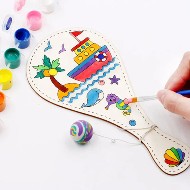 Hot fai da te pittura manuale Pat Ball giocattolo in legno artigianato artistico per bambini