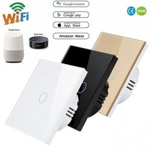 Ab/İngiltere standart temperli cam Panel Tuya akıllı yaşam Wifi ev otomasyon 4 Gang anahtarı/wifi dokunmatik anahtarı ile soket - Product Image 6