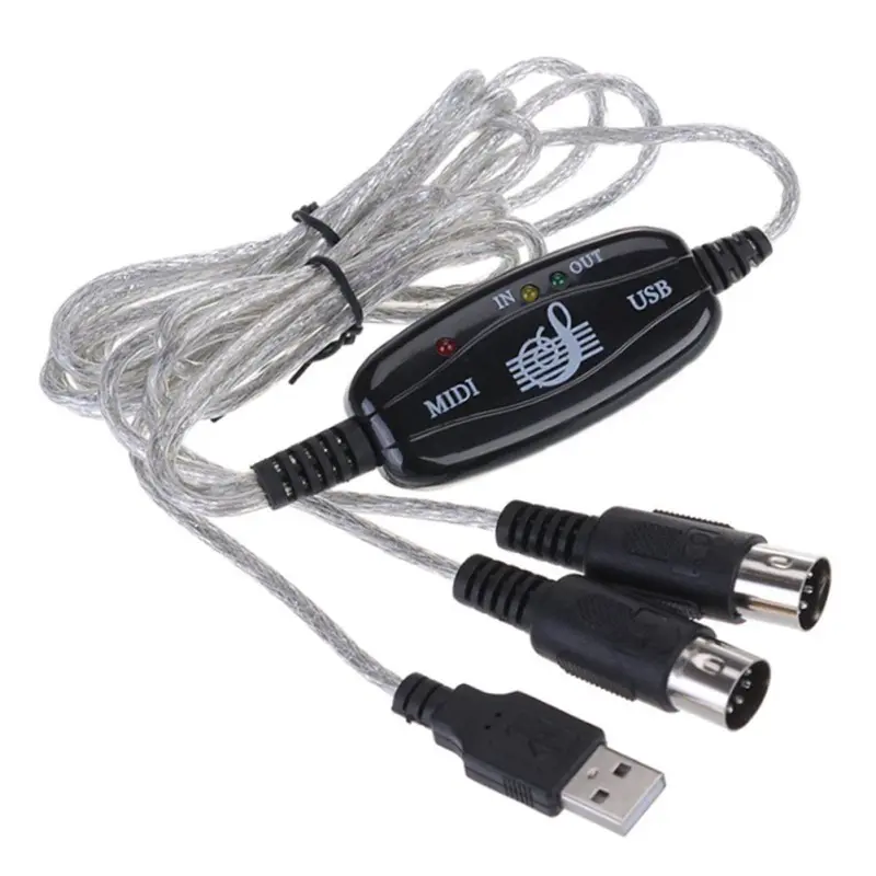 USB MIDI Cable Converter PC adaptador de teclado de música USB a MIDI teclado PC adaptador de interfaz de Cable de alta calidad