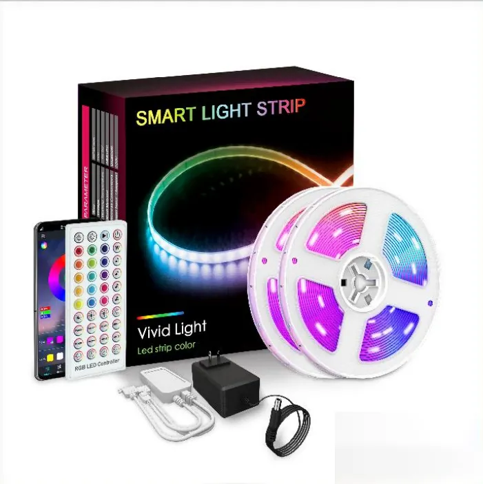 Tatil ışık APP veya Wifi 12v uzaktan kumandalı esnek SMD 5050 2835 RGB LED akıllı ev ışık şerit Led ışık