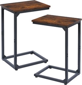 C形茶几一套2，边桌客厅，沙发，沙发，卧室小吃边桌，乡村棕色 - Product Image 1