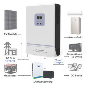 <strong>Dual</strong> AC <strong>Output</strong> 3kw 3.6kw 5.5kw 6kw 6.2kw on off Grid Hybrid Solar Inverter Wide PV <strong>Input</strong> with Touchable Colorful Display