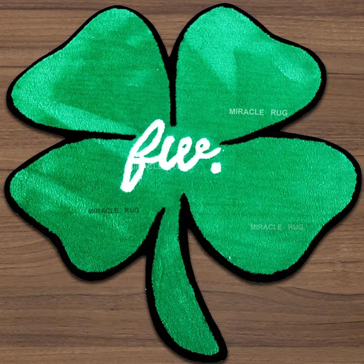 Alfombrilla de diseño de cuatro hojas de la suerte, alfombra en forma de flor, Color verde, personalizada, para puerta