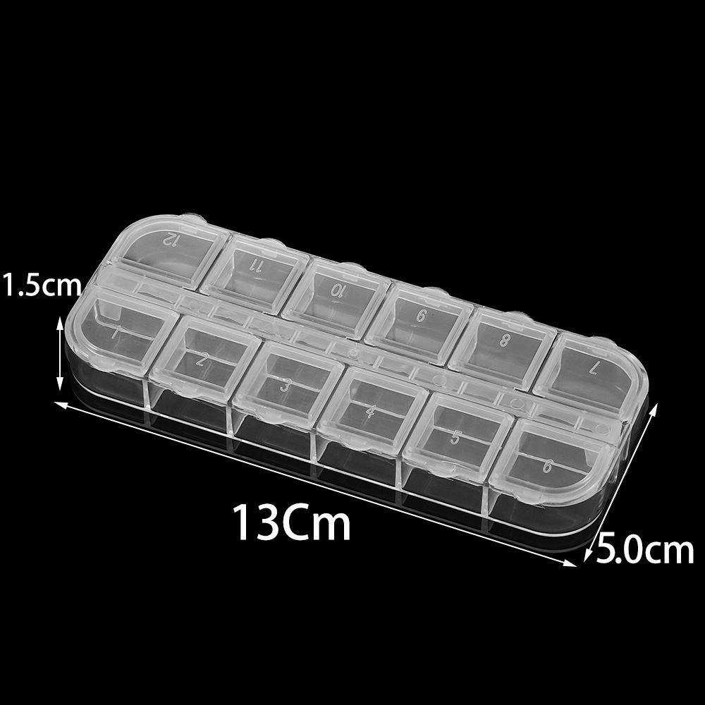 Pilulier en plastique transparent à 12 compartiments