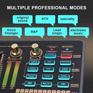 Tarjeta de sonido de condensador con cable profesional de voz para grabación de transmisión en vivo Tarjeta de sonido de audio Incluye auriculares de monitor - Product Image 3