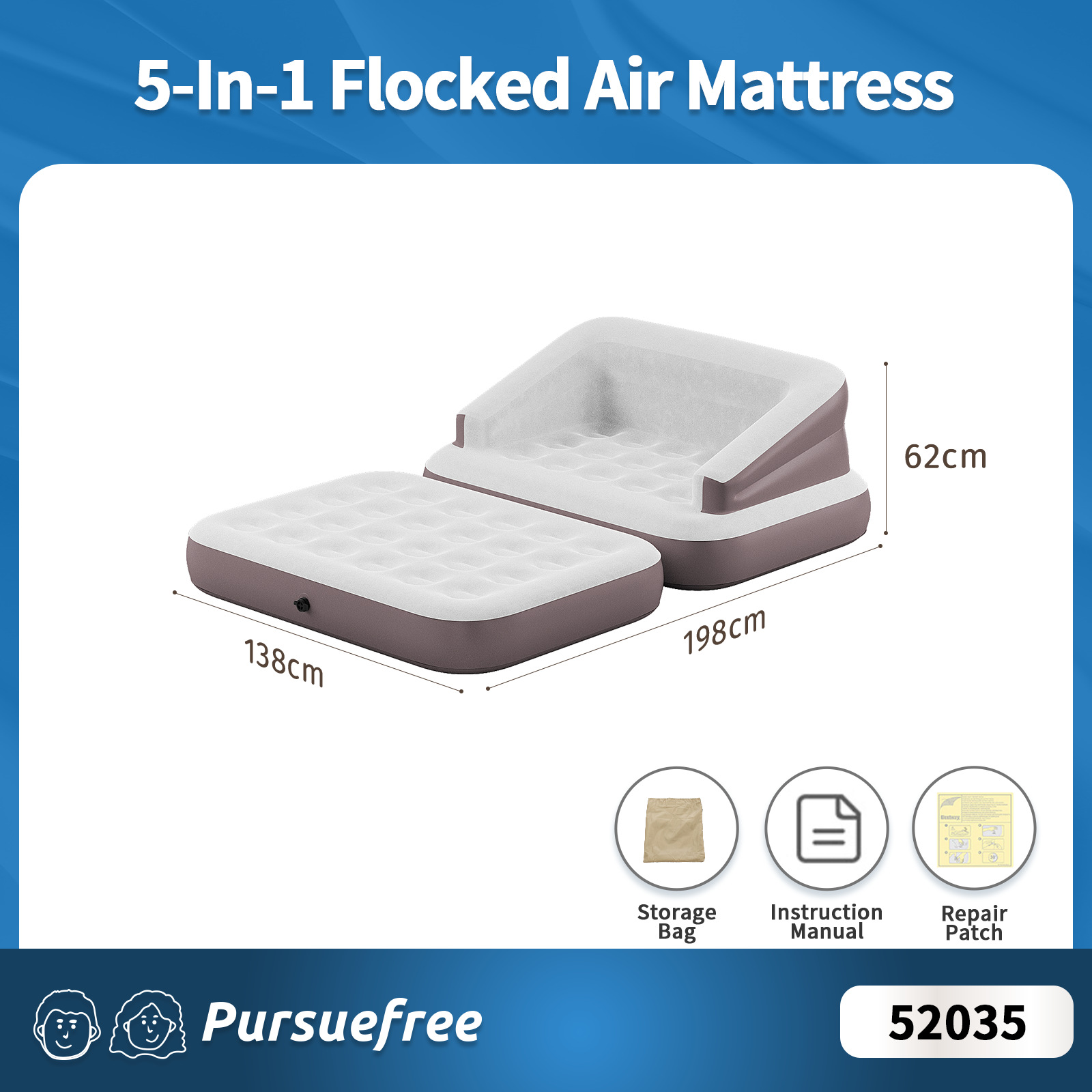 Canapé-lit floqué 5 en 1 (198*138*62cm) 52035