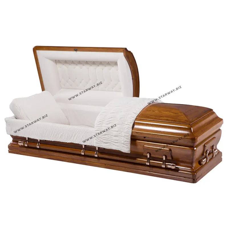 7104中国工場葬儀用品卸売安いアメリカ木製棺大人棺タブットオークベニヤ製