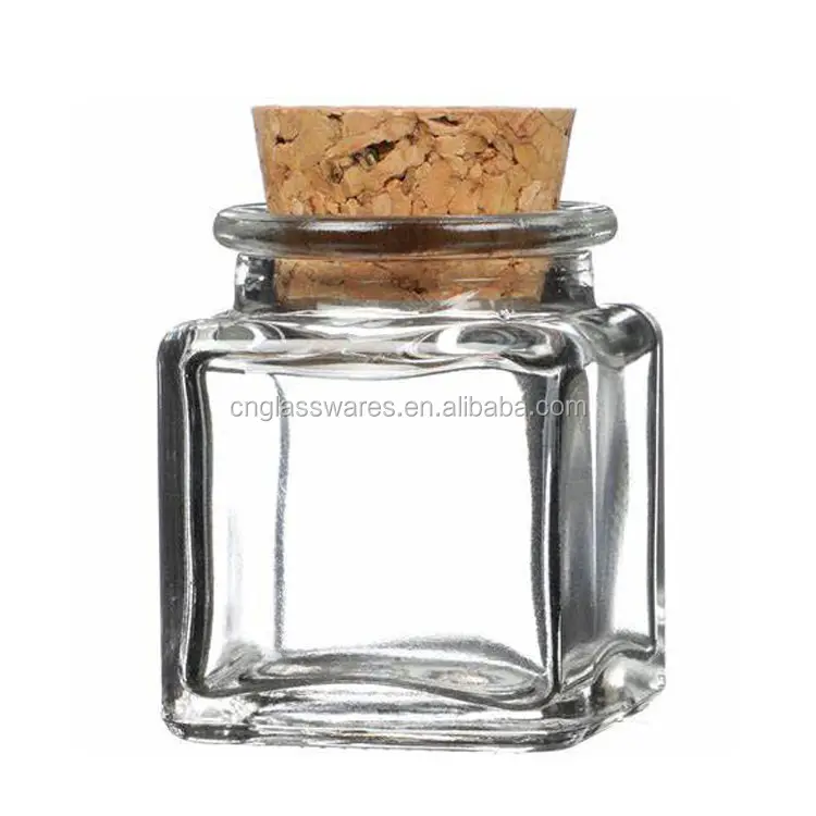 Bocaux de rangement en verre, petit Cube carré, 27 pièces de 40ml, avec couvercle en liège