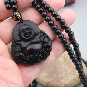 Wholesale Protection Black Thai Beads Antique <strong>Jade</strong> <strong>Big</strong> Buddha Glass Guan Yin Pendants Religious Jewelry Necklace - Product Image 5