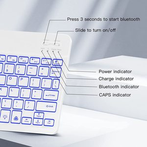 Universal retroiluminado 7 colores brillo ajustable multidispositivo delgado portátil inalámbrico Bluetooth 3,0 teclado para iOS Android - Product Image 6
