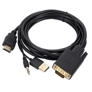 Cable convertidor adaptador VGA a HDMI de 1,8 M con alimentación de Audio y USB, línea Convertidora de Audio y vídeo VGA macho a HDMI macho para PC TV Box - Product Image 5