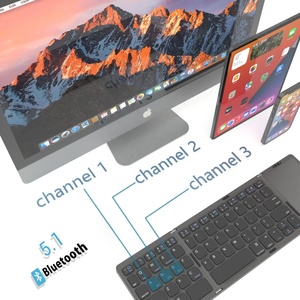Rechargeable Folding Tri <strong>Keyboard</strong> <strong>bluetooth</strong> 3 <strong>Devices</strong> Trackpad <strong>bluetooth</strong> <strong>Keyboard</strong> for Smartphone and Pc ipad 5th Generation - Product Image 2