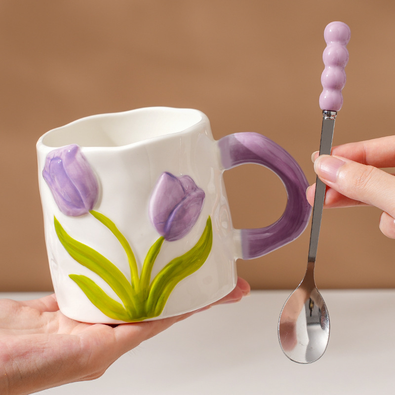 Single cup tulip purple spoon