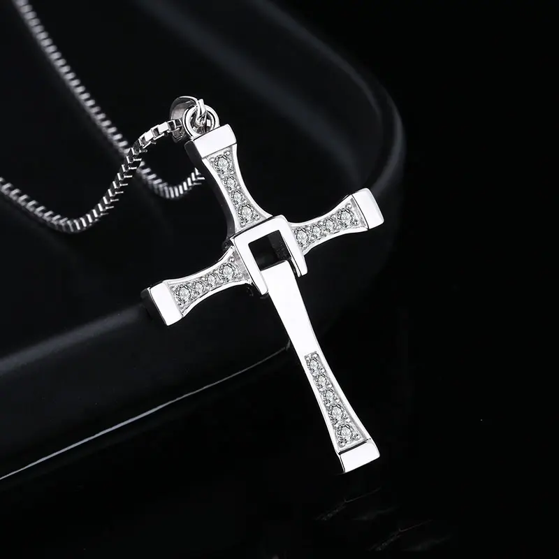 Classic Hot Sales 925 Sterling Silver Charm Cross Necklace Cubic Zircon Crystal Cross Pendant Necklace