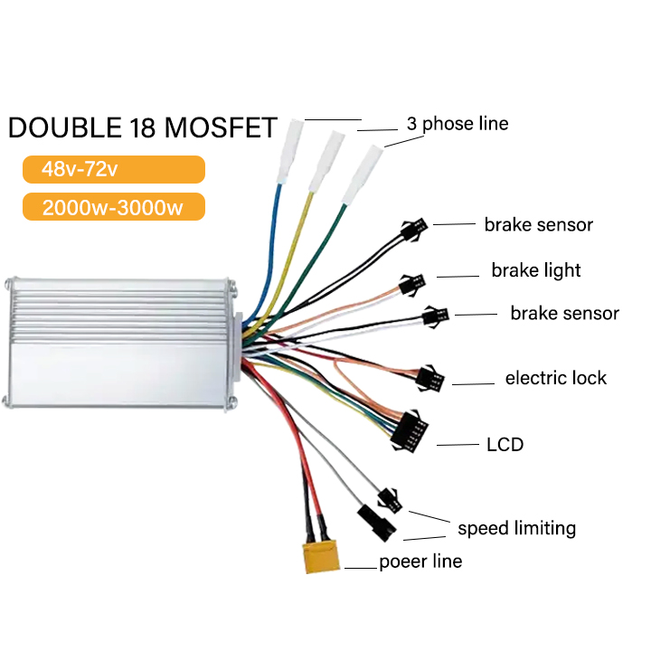 silver-double 18 mosfet controller ebike black