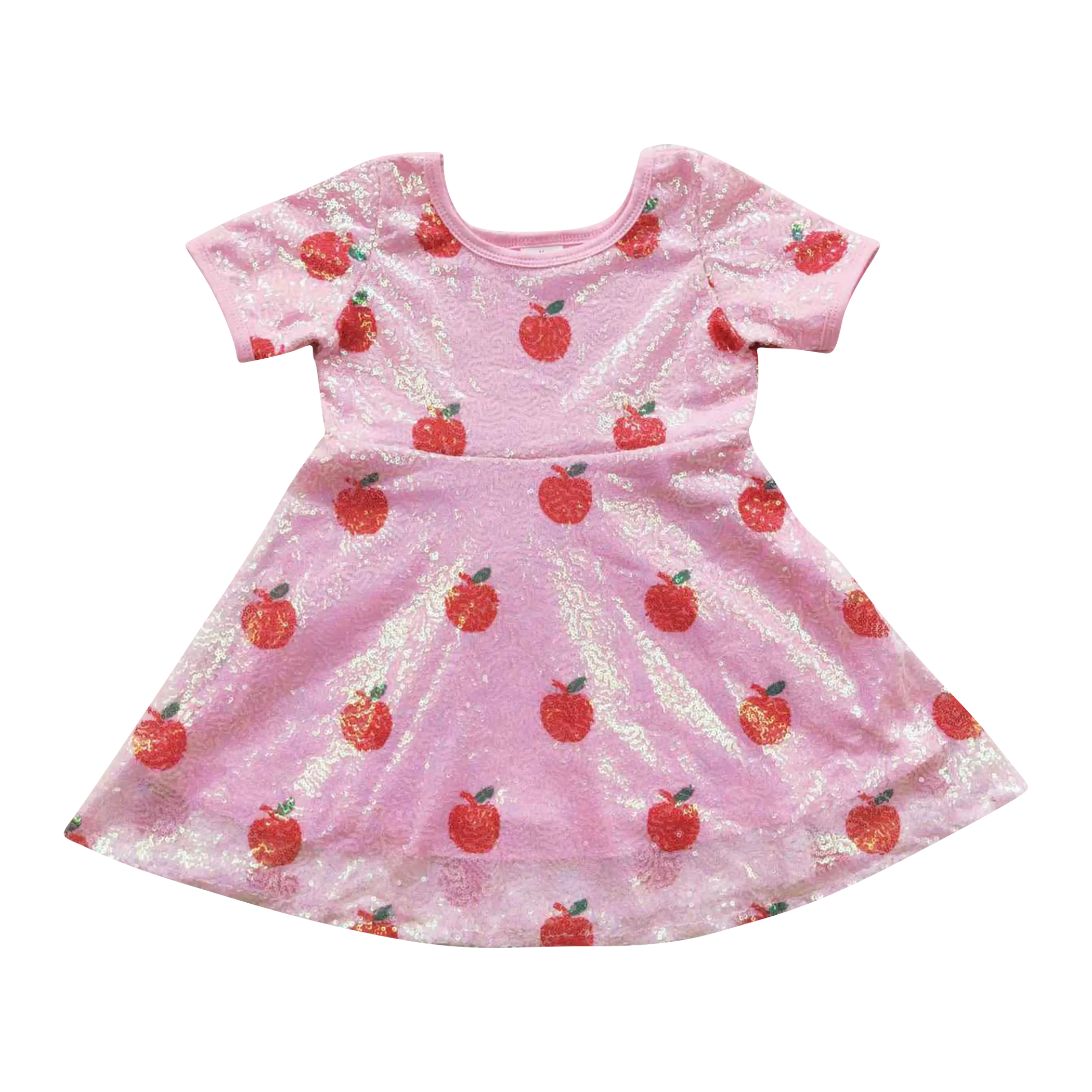 GSD0437 Red apple print pink tulle dress girl birthday dress children dress girls