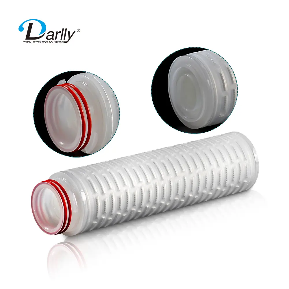 Darlly 30 inç PES membran mikron filtreler pilili derinlik filtre kartuşları 0.1um 0.22um 0.45um 0.65um 1.2um kartuş filtreleri