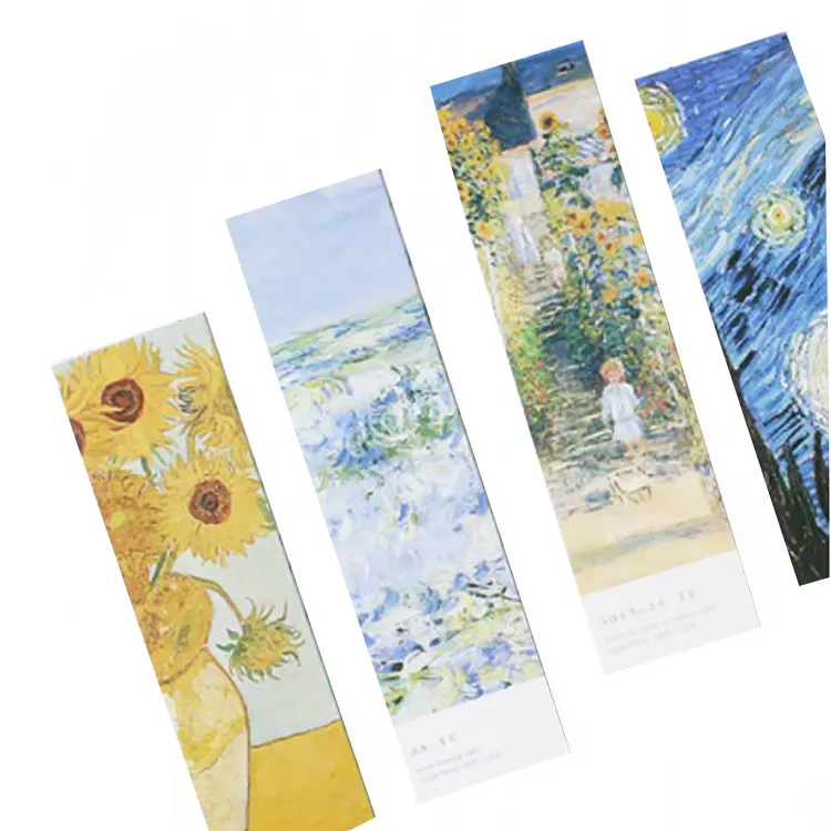 Custom Art Museum Van Gogh Monet Creative Book Reading Standard Size Cheap Wholesale Card Paper Bookmark for Gifts