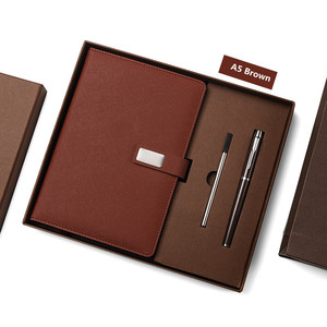 Cuaderno de negocios de nuevo diseño 2024, cuaderno de cuero PU con logotipo personalizado de alto grado con bolígrafo en caja para regalo - Product Image 3
