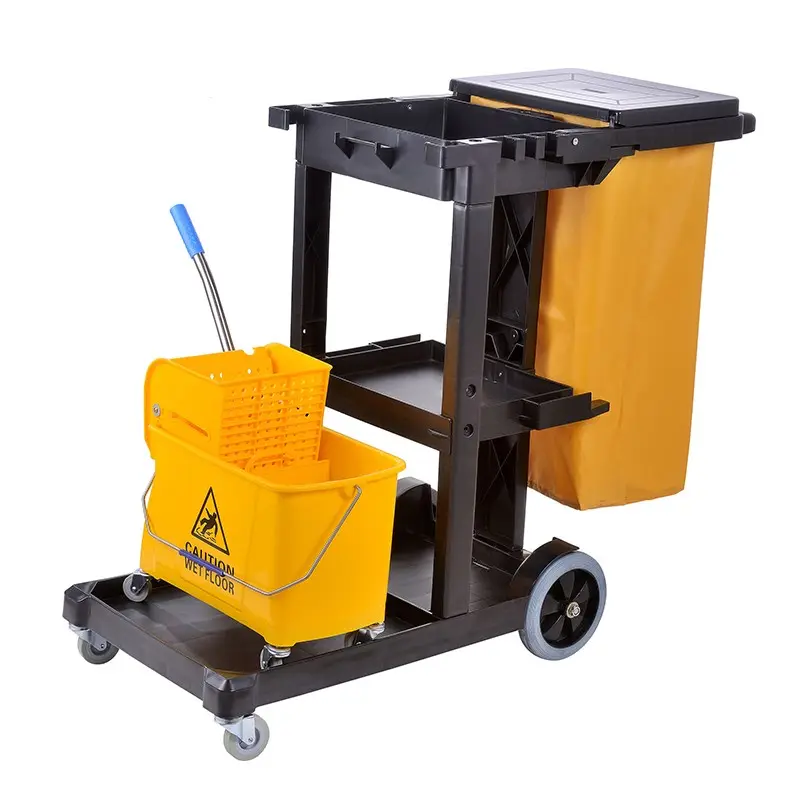 Plastic Hotelkamer Housekeeping Multifunctionele Schoonmaken Trolley Janitorial Winkelwagen