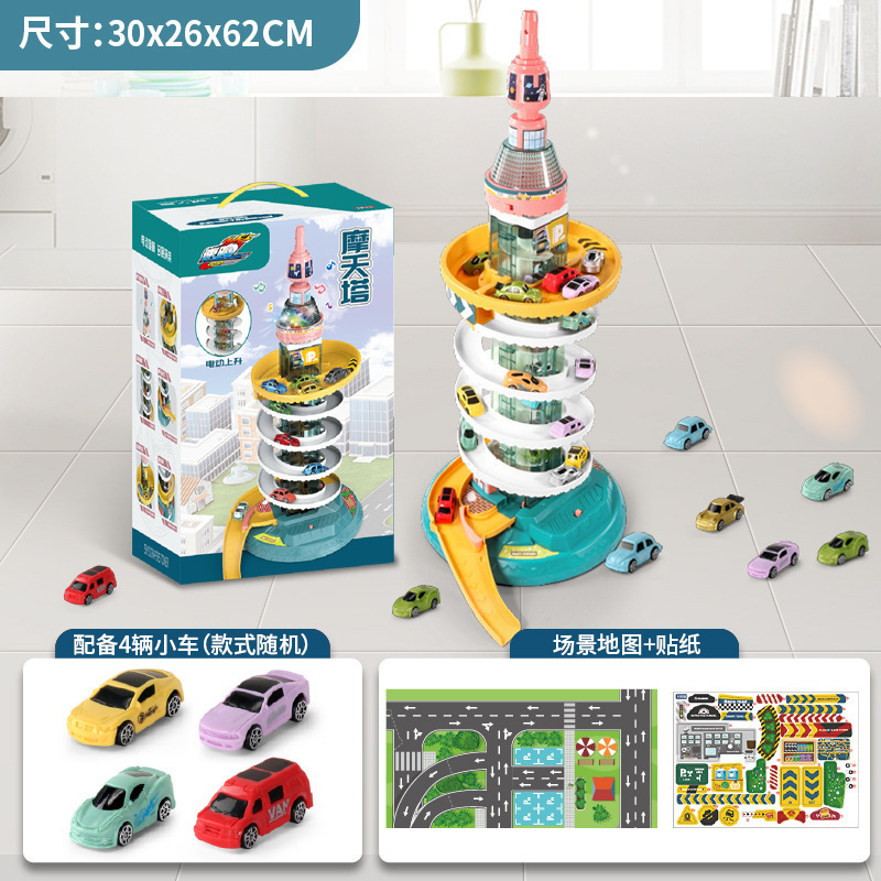 Set regalo - Auto da pista Sky Tower - Include mappa con 4 adesivi