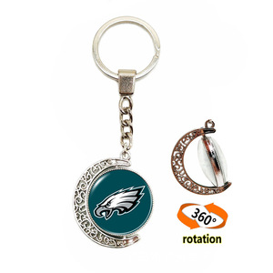 Süblimasyon logosu DIY özel kişiselleştirilmiş fotoğraf Rugby ekibi Logo zaman Gem anahtar halkalı anahtarlık Metal anahtarlık