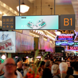 Custom Hanging Digital Signage Dual Sided Stretched bar Lcd <strong>Display</strong> with People Counter <strong>Sensor</strong> <strong>System</strong> for Business Shopping Mall
