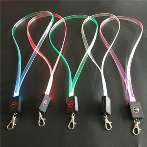 תעודה Led זוהר תליית חבל עבודה תג היתר פלאש שרוך תלמידי בית ספר תעודת זהות שרוך אופנה אור סיבים אופטיים