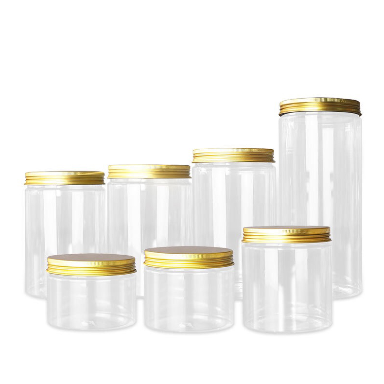 Pot transparent avec couvercle doré
