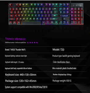 Teclas Teclado para juegos USB con cable Portátil RGB Retroiluminación Español Idioma coreano Soporte óptico para computadoras portátiles con Windows - Product Image 4