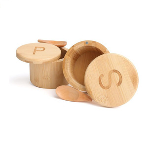 Bamboo Salt Box Container with Built-in Spoon Bamboo <strong>Spice</strong> <strong>Jar</strong> with Swivel Magnetic Lid to Storage Pepper <strong>Spice</strong> Salt - Product Image 6