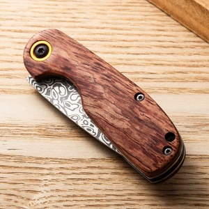 Hot Bán Nhỏ Damascus Thép Pocket Knife Biểu Tượng Tùy Chỉnh Hoàn Chỉnh Tay Cầm Bằng Gỗ Gấp Dao Edc DIY Quà Tặng Cắm Trại - Product Image 5