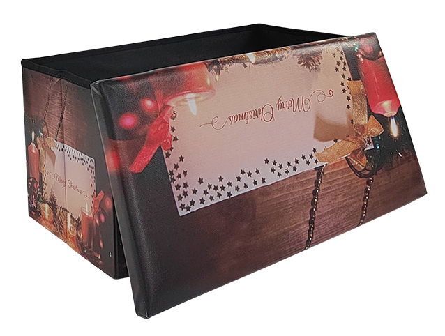 2022 New Christmas design foldable ottoman and collapsible foot stool leather pouffe high quality fashion