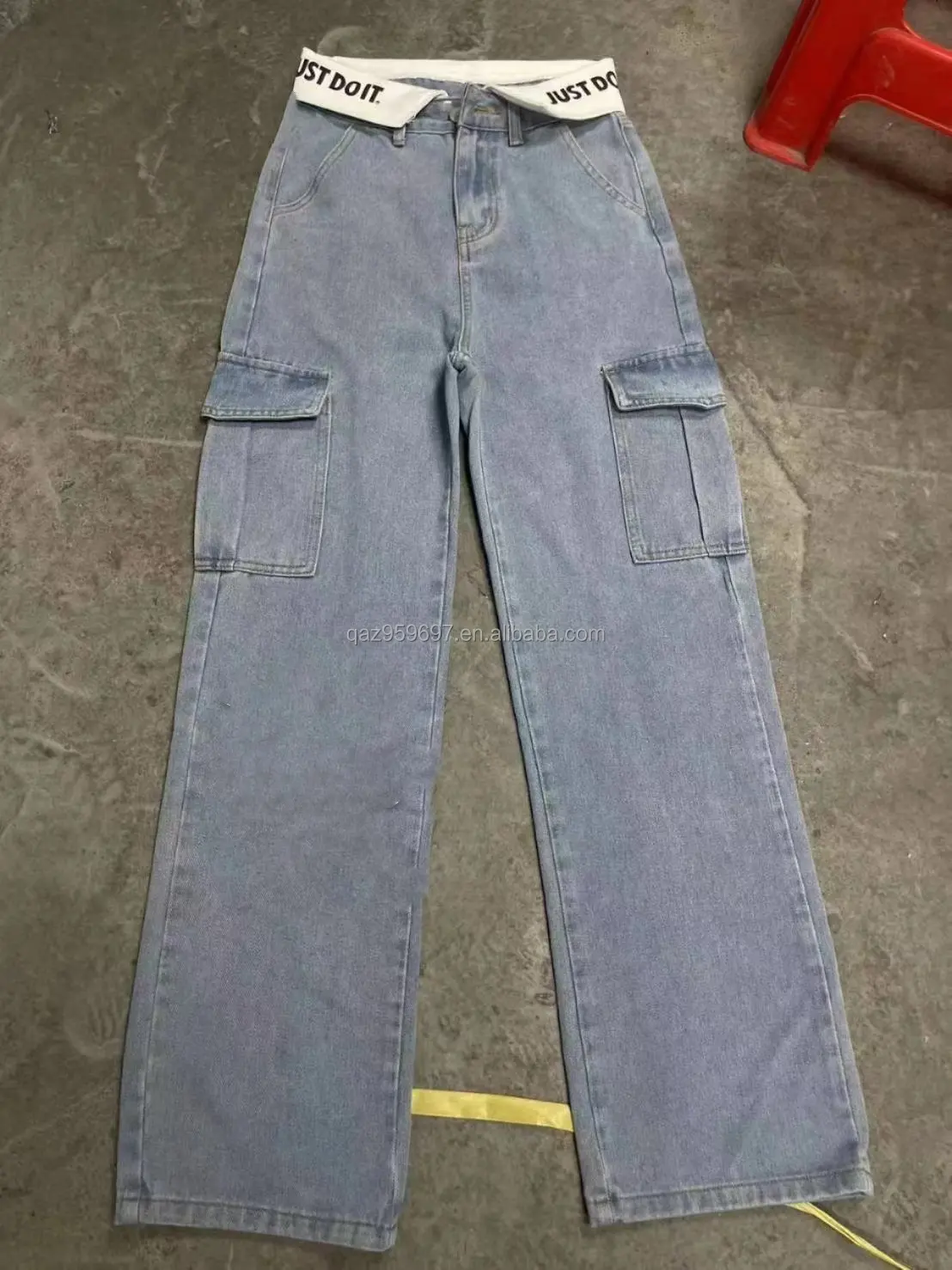 Commerce extérieur pour les jeans pour femmes de tir réel version coréenne de la taille haute jambe large vadrouille pantalon femme décrochage usine en direct en gros