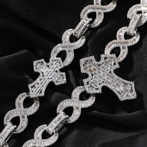 Erkek High-End benzersiz çok yönlü Hip-Hop tam elmas kolye yeni stil şekil-8 kare çapraz zirkon ile sonsuz bağlantı zinciri - Product Image 1
