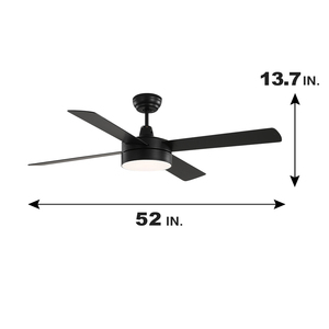 52 inç 4 bıçak tavan vantilatörü yemek odası aydınlatma dekoratif AC DC tavan vantilatörü ışık uzaktan kumanda ile - Product Image 6