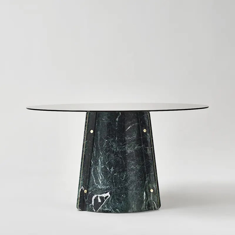 Tavoli da pranzo rotondi moderni di lusso in pietra naturale tavolo da pranzo rotondo moderno in marmo bianco e nero